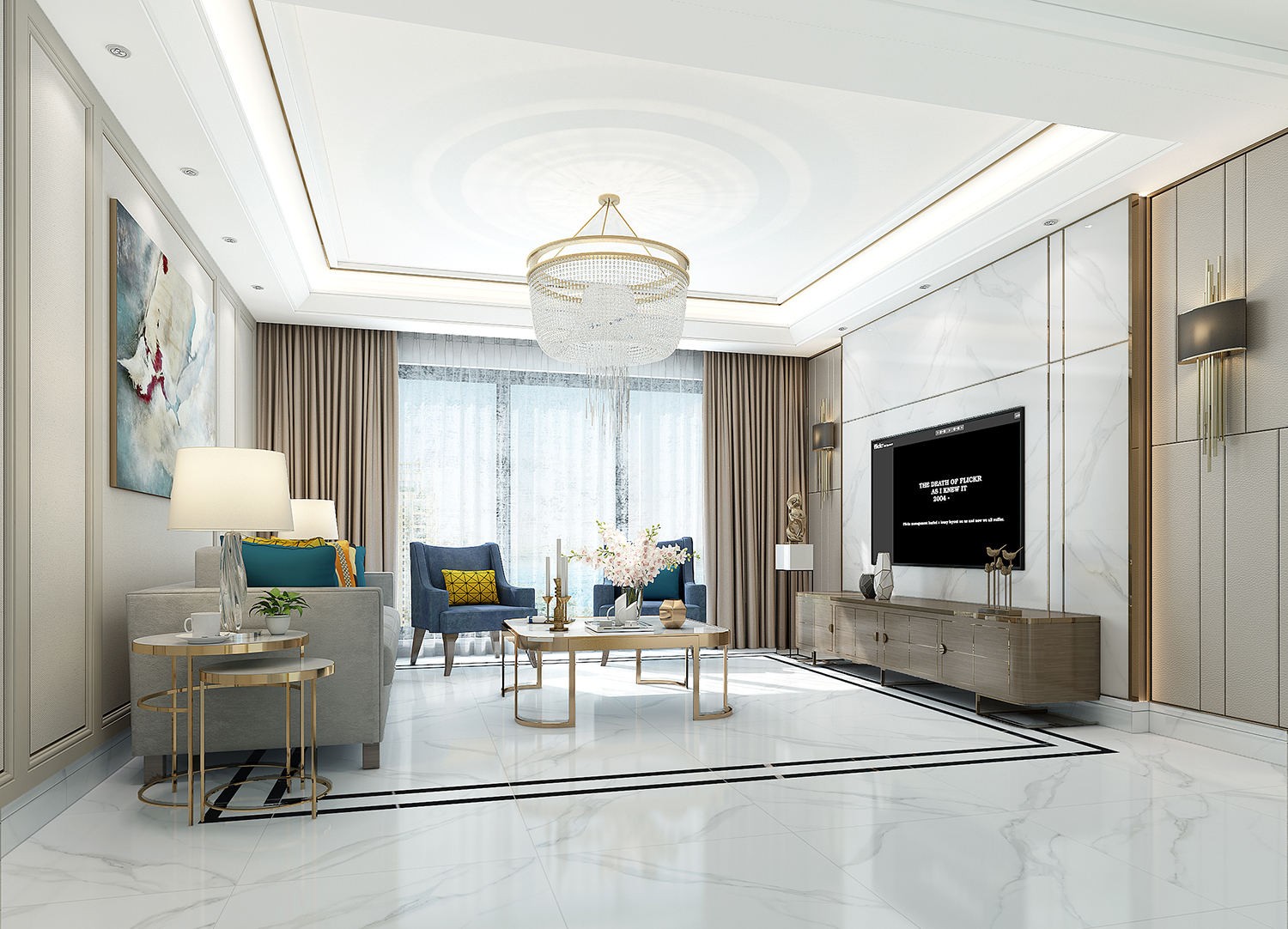 FQP80TC07-后现代客厅应用效果图