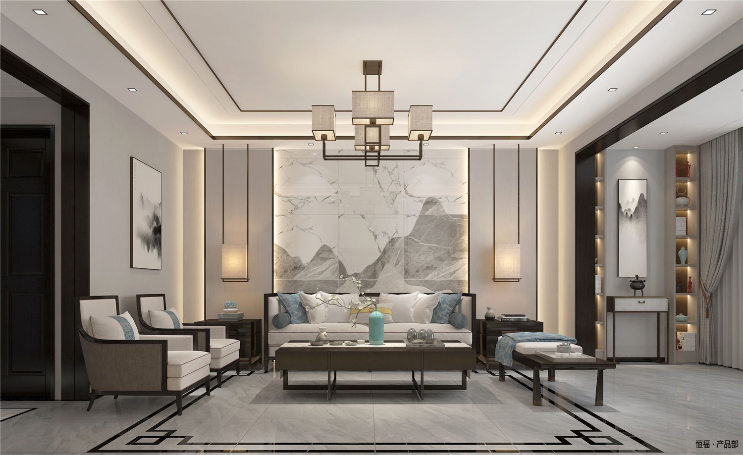 FQP80TC06新中式客厅应用效果图