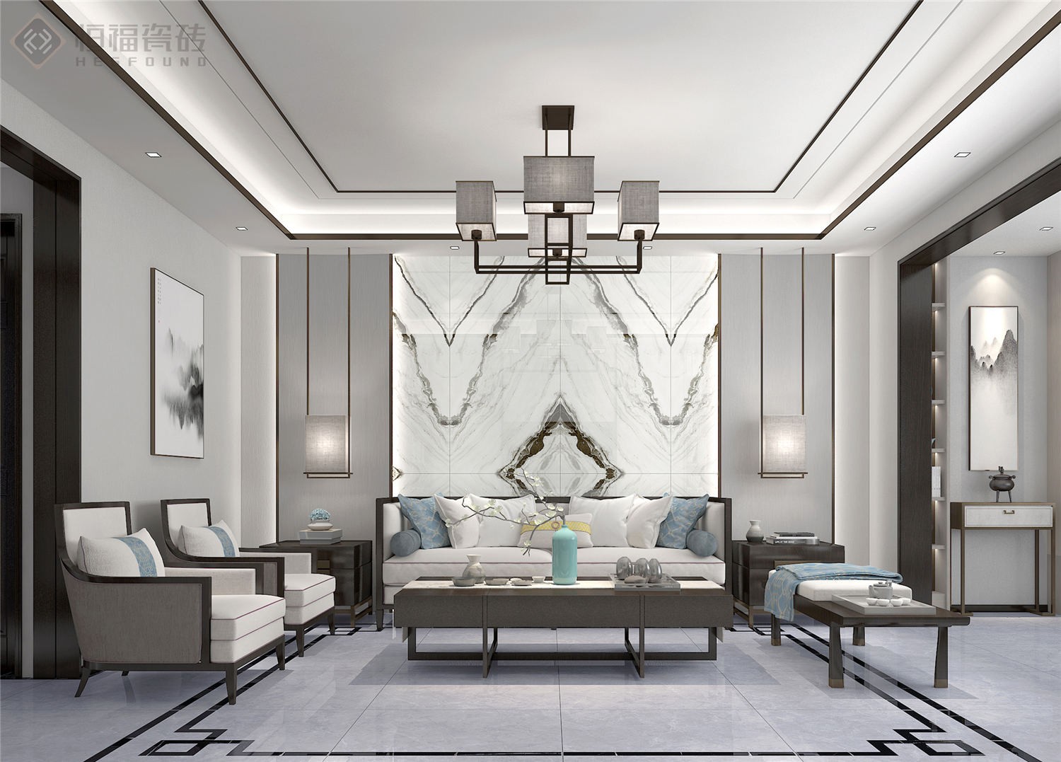 FQP80TC09-新中式客厅应用效果图